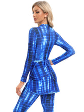 Load image into Gallery viewer, 2023 Women Modest Muslim Swimwear Casual Long Sleeves Swimsuit 4pcs Burkini + Bra Pad Navy Blue