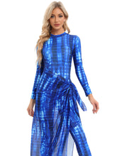 Load image into Gallery viewer, 2023 Women Modest Muslim Swimwear Casual Long Sleeves Swimsuit 4pcs Burkini + Bra Pad Navy Blue