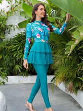 Load image into Gallery viewer, 2024 Women Modest Muslim Swimwear Sport Long Sleeves Swimsuit 3pcs Burkini + Bra Pad