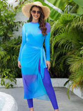 Load image into Gallery viewer, 2024 Women Modest Muslim Swimwear Casual Long Sleeves Swimsuit 4pcs Burkini + Bra Pad