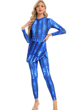 Load image into Gallery viewer, 2023 Women Modest Muslim Swimwear Casual Long Sleeves Swimsuit 4pcs Burkini + Bra Pad Navy Blue
