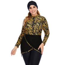 Load image into Gallery viewer, Golden leaf print Modest swimsuit Burkini Muslim swimwear
