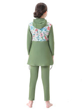 Load image into Gallery viewer, Full covered Modest Muslim Swimwear Burkini For Girl Green