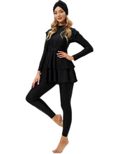 Load image into Gallery viewer, Modest Swimsuit Muslim Swimwear Burkini + Turban +Bra Pad Black