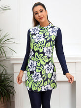 Load image into Gallery viewer, Green Print Modest  Muslim Swimwear Burkini