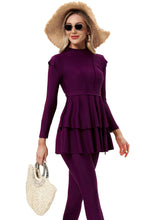 Load image into Gallery viewer, Modest Swimsuit Muslim Swimwear Burkini + Turban +Bra Pad Purple