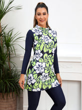 Load image into Gallery viewer, Green Print Modest  Muslim Swimwear Burkini