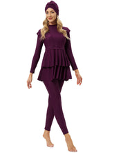 Load image into Gallery viewer, Modest Swimsuit Muslim Swimwear Burkini + Turban +Bra Pad Purple