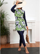 Load image into Gallery viewer, Green Print Modest  Muslim Swimwear Burkini