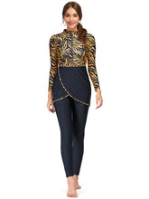 Load image into Gallery viewer, Golden leaf print Modest swimsuit Burkini Muslim swimwear