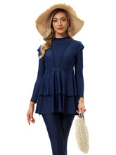 Load image into Gallery viewer, Modest Swimsuit Muslim Swimwear Burkini + Turban +Bra Pad Navy Blue
