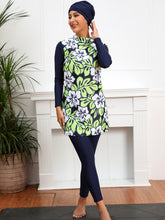 Load image into Gallery viewer, Green Print Modest  Muslim Swimwear Burkini