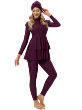 Load image into Gallery viewer, Modest Swimsuit Muslim Swimwear Burkini + Turban +Bra Pad Purple