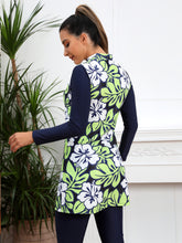 Load image into Gallery viewer, Green Print Modest  Muslim Swimwear Burkini