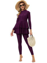 Load image into Gallery viewer, Modest Swimsuit Muslim Swimwear Burkini + Turban +Bra Pad Purple
