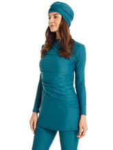 Load image into Gallery viewer, Modest Swimsuit Muslim Swimwear Burkini + Turban Malachite Green