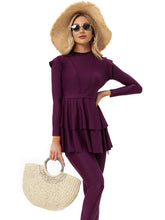 Load image into Gallery viewer, Modest Swimsuit Muslim Swimwear Burkini + Turban +Bra Pad Purple