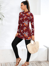 Load image into Gallery viewer, Wine Red Print Modest Muslim Swimwear Burkini