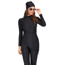 Load image into Gallery viewer, Solid Black Muslim Swimwear Burkini