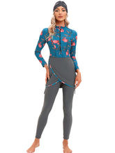 Load image into Gallery viewer, 2022 Women Modest Muslim Swimwear Patchwork Hijab Sport Long Sleeves Swimsuit 3pcs Islamic Burkini Wear Bathing Suit