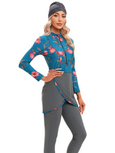 Load image into Gallery viewer, 2022 Women Modest Muslim Swimwear Patchwork Hijab Sport Long Sleeves Swimsuit 3pcs Islamic Burkini Wear Bathing Suit