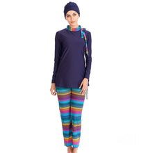 Load image into Gallery viewer, Scarf Collar Style Modest Muslim Swimwear Burkini Rainbow