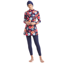 Load image into Gallery viewer, Watermelon Red Floral Print Modest Muslim Swimwear Burkini