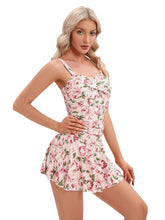 Load image into Gallery viewer, Pink Floral Women's Plus-Size Flower Printing Shaping Body One Piece Swim Dresses Swimsuit