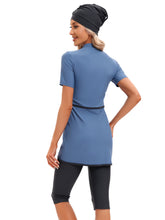Load image into Gallery viewer, CROP Short Muslim Swimwear Womens Modest Muslim Swimsuit Burkini With Front Zip Blue