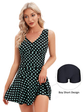 Load image into Gallery viewer, Green Printed Women's Plus-Size Flower Printing Shaping Body One Piece Swim Dresses Swimsuit