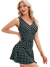 Load image into Gallery viewer, Green Printed Women's Plus-Size Flower Printing Shaping Body One Piece Swim Dresses Swimsuit