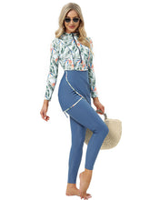 Load image into Gallery viewer, Muslim Swimwear Burkini with Bra Pad +Zipper Flamingo Flower