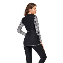 Load image into Gallery viewer, Black Geometric Print Muslim Swimwear Burkini