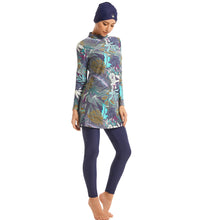Load image into Gallery viewer, Green Floral Print Modest Muslim Swimwear Burkini