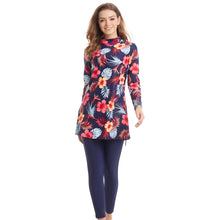 Load image into Gallery viewer, Watermelon Red Floral Print Modest Muslim Swimwear Burkini