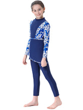 Load image into Gallery viewer, Full covered Modest Muslim Swimwear Burkini For Girl Blue Flower
