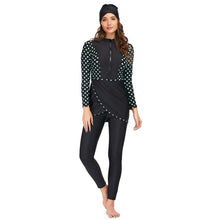 Load image into Gallery viewer, Green Print Muslim Swimwear Burkini