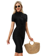 Load image into Gallery viewer, CROP Short Muslim Swimwear Womens Modest Muslim Swimsuit Burkini With Front Zip Black
