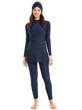 Load image into Gallery viewer, Modest Swimsuit Muslim Swimwear Burkini + Turban Blue