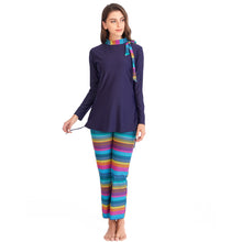 Load image into Gallery viewer, Scarf Collar Style Modest Muslim Swimwear Burkini Rainbow