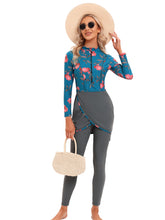 Load image into Gallery viewer, 2022 Women Modest Muslim Swimwear Patchwork Hijab Sport Long Sleeves Swimsuit 3pcs Islamic Burkini Wear Bathing Suit