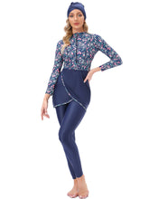 Load image into Gallery viewer, Muslim Swimwear Burkini with Bra Pad + Zipper Small floral