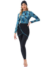 Load image into Gallery viewer, Muslim Swimwear Burkini with Bra Pad + Zipper Palmetto Leaf