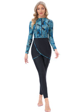 Load image into Gallery viewer, Muslim Swimwear Burkini with Bra Pad + Zipper Palmetto Leaf
