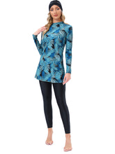 Load image into Gallery viewer, Muslim Swimwear Burkini with Bra Pad  Palmetto Leaf