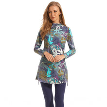 Load image into Gallery viewer, Green Floral Print Modest Muslim Swimwear Burkini