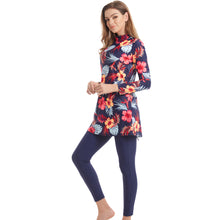 Load image into Gallery viewer, Watermelon Red Floral Print Modest Muslim Swimwear Burkini