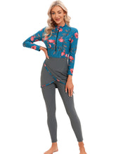 Load image into Gallery viewer, 2022 Women Modest Muslim Swimwear Patchwork Hijab Sport Long Sleeves Swimsuit 3pcs Islamic Burkini Wear Bathing Suit