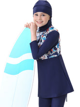 Load image into Gallery viewer, Full covered Modest Muslim Swimwear Burkini For Girl Blue