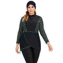 Load image into Gallery viewer, Green Print Muslim Swimwear Burkini